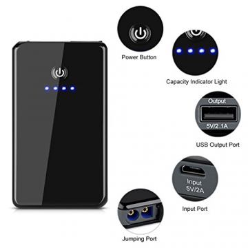 Suaoki K12 8000mAh 300A Peak Jump Starter Power Bank Battery Booster with Built-in Flashlight Perfect for Automotive Truck Motorcycle Boat - 