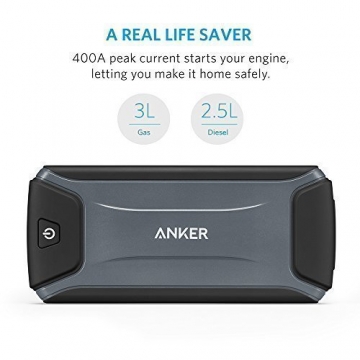 [Ultra Compact] Anker Compact Car Jump Starter and Portable Charger Power Bank with 400A Peak Current, Advanced Safety Protection and Built-In LED Flashlight - 