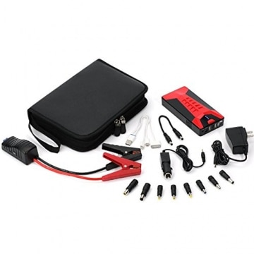 Brightech - SCORPION Portable Car Battery Jump Starter with SmartJump Technology - Combination Handheld Jump Box and Battery Charger for Electronics and Mobile Devices with Carrying Case - Crimson Red - 