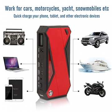 DBPOWER 600A Peak 18000mAh Portable Car Jump Starter (up to 6.5L Gas, 5.2L Diesel Engine) Battery Booster and Phone Charger with Smart Charging Port - 