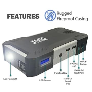 JACO BoostPro Car Battery Jump Starter - Portable Power Bank - 600A Peak/16500mAh - 