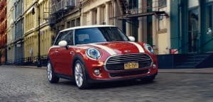 2017 Mini Cooper red color on road hd wallpaper