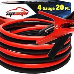 EPAuto 4 Gauge x 20 Ft 500A Heavy Duty Booster Jumper Cables with Travel Bag and Safety Gloves (4 AWG x 20 Feet) - 1