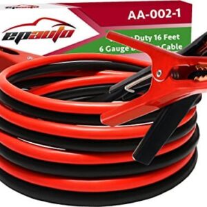 EPAuto 6 Gauge x 16 Ft Heavy Duty Booster Jumper Cables with Travel Bag and Safety Gloves - 1