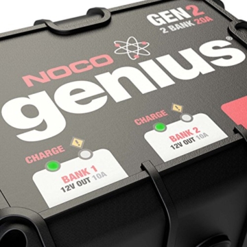 NOCO Genius GEN2 20 Amp 2-Bank Waterproof Smart On-Board Battery Charger - 5