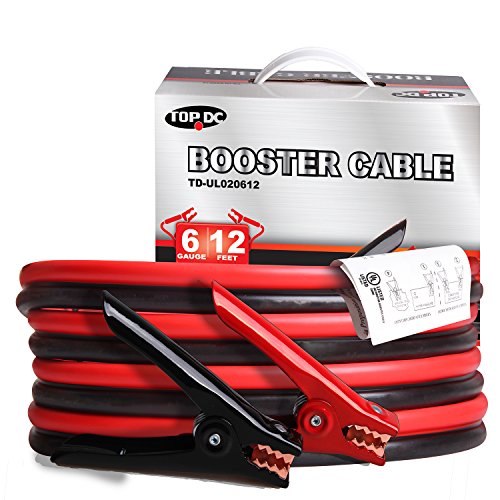 TOPDC Battery Jumper Cables 6 Gauge 12 Feet Heavy Duty Booster Cables (6AWG x 12Ft) UL Listed - 1