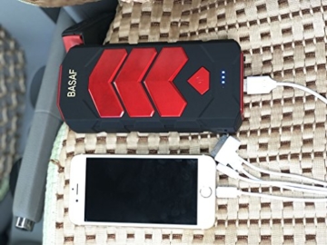 BASAF Car Jump Starter 600A Peak (up to 5.0L Gas or 2.8T/3.0L Diesel), Portable Battery Booster Pack Emergency Kit, JX10 Multifunction Power Bank with Smart USB Charge Port, LED SOS Light - 8