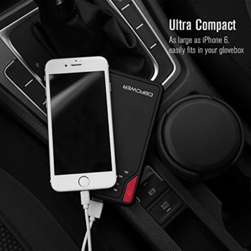 DBPOWER 300A Peak 8000mAh Portable Car Jump Starter (for Gas Engine up to 2.5L) Auto Battery Booster Charger Phone Power Bank Built-in LED Flashlight (Black/Red) - 5