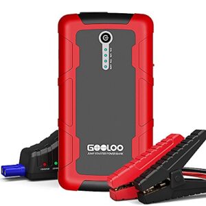 GOOLOO 600A Peak 15000mAh Car Jump Starter (Up to 6.0L Gas or 4.5L Diesel Engine) Portable Power Pack Auto Battery Booster Phone Charger with Dual Quick Charge Output, Built in LED Light, Black/Red - 1