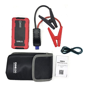 GOOLOO 600A Peak 15000mAh Car Jump Starter (Up to 6.0L Gas or 4.5L Diesel Engine) Portable Power Pack Auto Battery Booster Phone Charger with Dual Quick Charge Output, Built in LED Light, Black/Red - 8
