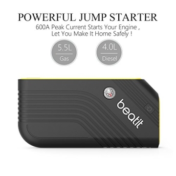 BEATIT TECH 600A Peak 14000mAh 12-Volt Portable Car Jump starter Booster Battery Charger Power Bank Vehicle Emergency Kit, Compass with Built-in Flashlight and Multiple Protected Smart Clamp - 2