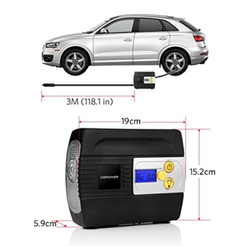 DBPOWER 12V DC Auto Premium Digital Tire Inflator, Pump to 100 PSI Portable Air Compressor with Digital Gauge and Light for Cars, Trucks, Bicycles and Basketballs - 7