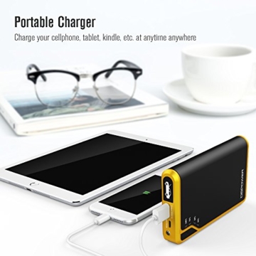 DBPOWER 300A Peak 8000mAh Portable Car Jump Starter (for Gas Engine up to 2.5L) Auto Battery Booster Charger Phone Power Bank Built-in LED Flashlight (Black/Yellow) - 3
