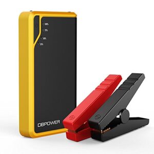 DBPOWER 300A Peak 8000mAh Portable Car Jump Starter (for Gas Engine up to 2.5L) Auto Battery Booster Charger Phone Power Bank Built-in LED Flashlight (Black/Yellow) - 1