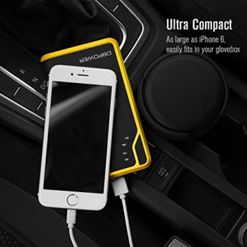 DBPOWER 300A Peak 8000mAh Portable Car Jump Starter (for Gas Engine up to 2.5L) Auto Battery Booster Charger Phone Power Bank Built-in LED Flashlight (Black/Yellow) - 5