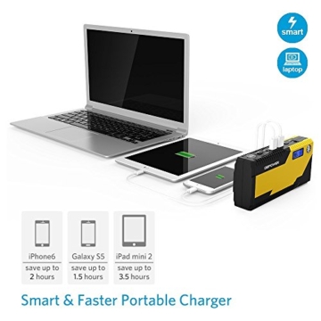 DBPOWER 500A Peak 12000mAh Portable Car Jump Starter Auto Battery Booster Phone Power Bank with Smart Charging Port, Compass & LCD Screen and LED Flashlight, for Engines up to 3L Gas and 2.5L Diesel - 3