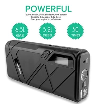 Imazing Portable Car Jump Starter 1200A Peak 12000mAH (Up to 6L Gas or 5.2L Diesel Engine) Auto Battery Booster Power Pack Phone Power Bank With Smart Charging Ports - 5