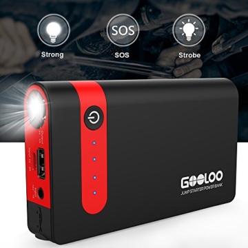 GOOLOO 450A Peak Car Jump Starter 10000mAh Phone Power Bank GP03B Portable Auto Battery Pack Booster Charger with Best LED Flashlight, Black/Red - 4