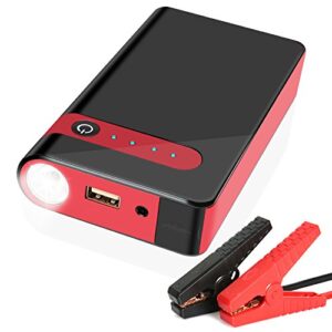 YESURPRISE Car Jump Starter Lithium Ion Phone Charger Portable Power Bank 10000mAh 500A Peak Auto Emergency Battery Booster Jumper Mobile Pack with USB LED Light Smart Cables (Black) - 1
