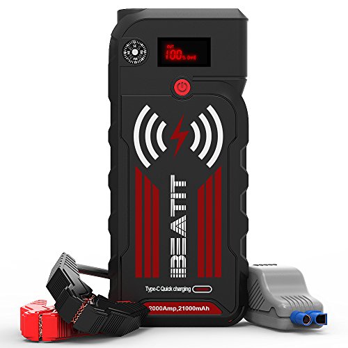 BEATIT Wireless Charger 2000A (up to 8.0L Gas and 8.0L Diesel) Peak 21000mAh 12V Portable Car Jump Starter Auto Battery Booster With Smart Jumper Cables - G18 - 1