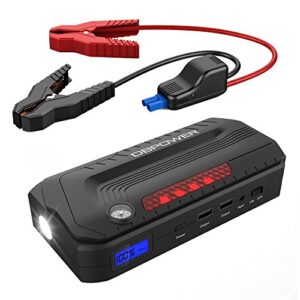 DBPOWER 800A Peak 18000mAh Portable Car Jump Starter (up to 6.5L Gas, 5.5L Diesel Engine), Car Battery Booster & Portable Phone Charger with LED Flashlight and Dual USB Ports - 1