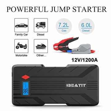 Beatit B7 Pro 1200A Peak Jump Starter Car Battery Booster - 2