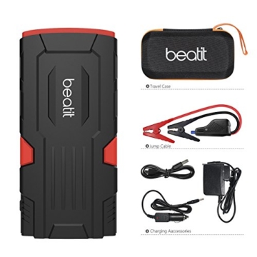 Beatit D11 800A Peak 18000mAh 12V Portable Car Jump Starter (up to 7.5L Gas Or 5.5L Diesel) with Smart Jumper Cables Auto Battery Booster Power Pack - 8
