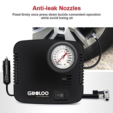 GOOLOO Portable Auto Air Compressor Pump 300PSI, Premium Tire Inflator Electric DC 12V for Car, Truck, Bicycle or Basketballs, Air Bed Mattress and Other Inflatables - 4