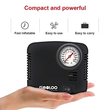 GOOLOO Portable Auto Air Compressor Pump 300PSI, Premium Tire Inflator Electric DC 12V for Car, Truck, Bicycle or Basketballs, Air Bed Mattress and Other Inflatables - 5