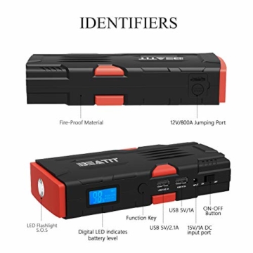 Beatit D11 Plus 800Amp 18000mAh 12V Lithium Jump Starter Emergency Portable Charger with Advanced Safety Protection - 4