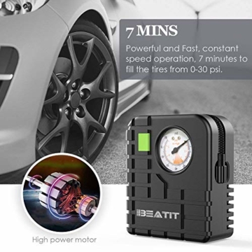 Beatit Mini Air Compressor Pump,Portable Auto Tire Inflator 80PSI 12V DC for Car Truck Bicycle RV SUV Basketballs and Other Inflatables - 4