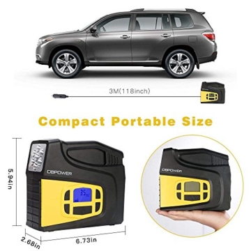 DBPOWER Portable 12V DC Tire Inflator, Digital LCD Display Air Compressor Pump for Cars, Bicycles and Balls with 3 Modes Function LED Lighting - 3