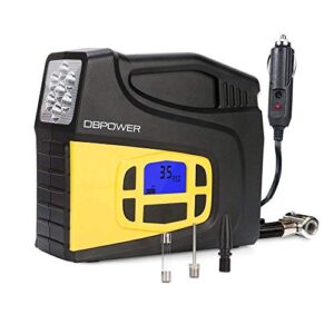 DBPOWER Portable 12V DC Tire Inflator, Digital LCD Display Air Compressor Pump for Cars, Bicycles and Balls with 3 Modes Function LED Lighting - 1