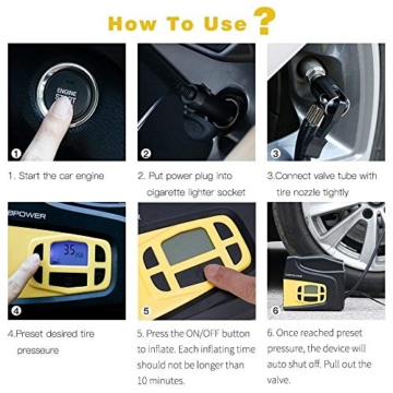 DBPOWER Portable 12V DC Tire Inflator, Digital LCD Display Air Compressor Pump for Cars, Bicycles and Balls with 3 Modes Function LED Lighting - 5
