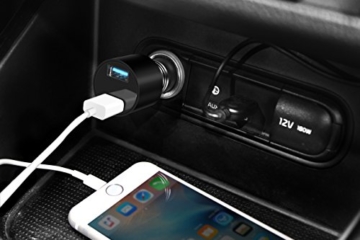 Rapid Car Charger, GOOLOO Quick Charge 3.0 3A 36W Metal Car Adapter with Dual USB Ports fit iPhone X / 8/7/ 6S / Plus, iPad Pro/Air 2 / Mini, Samsung Galaxy S8 / S7 / Edge and More - Black - 7