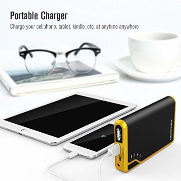 [Ultra Compact] DBPOWER 300A Peak 8000mAh Portable Car Jump Starter (Only for Gas Engine up to 2.5L) Auto Battery Booster Charger Portable Phone Charger Built-in LED Flashlight (Yellow) - 4