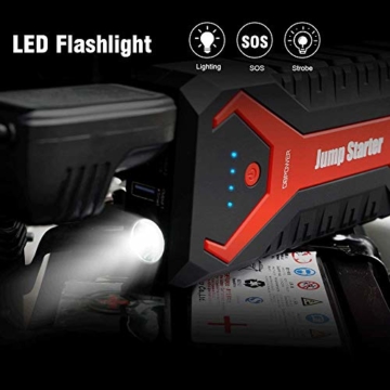 DBPOWER 2000A 19200mAh Portable Car Jump Starter Auto Battery Booster Pack with Dual USB Outputs, Type-C Port, and LED Flashlight - 4