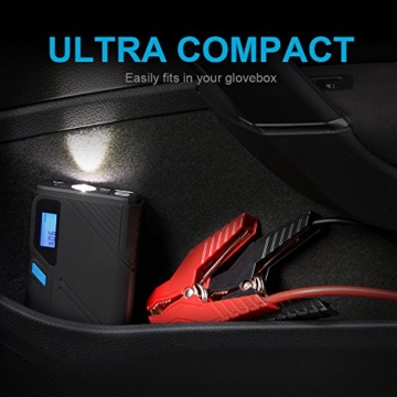 DBPOWER 1200A Peak Output Portable Car Jump Starter (for 6.5L gas/5.2L diesel engines), Battery Booster Power Pack, QC 3.0 Power Pack Phone Charger with Built-in LED Emergency Flashlight - 6