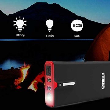 GOOLOO 1200A Peak SuperSafe Car Jump Starter with USB Quick Charge 3.0 (Up to 8.0L Gas or 6.0L Diesel Engine), 12V Portable Power Pack Auto Battery Booster Phone Charger Built-in LED Light - 4