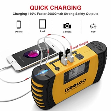 GOOLOO Upgraded Car Jump Starter, 1000A Peak 20800mAh with USB Quick Charge (Up to 8.0L Gas, 6.0L Diesel Engine) SuperSafe Auto Battery Booster Portable Charger Power Pack Built-in Smart Protection - 3