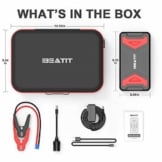 BEATIT QDSP 2200A Peak 21000mAh 12V Portable Car Lithium Jump Starter Gas or 10L Diesel Engine Battery Booster Phone Charger Power Pack with Smart Jumper Cables and 110V Inverter BP101 - 1