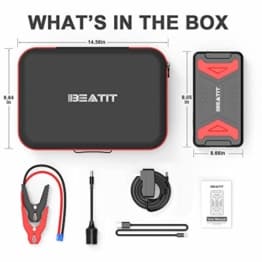 BEATIT QDSP 2200A Peak 21000mAh 12V Portable Car Lithium Jump Starter Gas or 10L Diesel Engine Battery Booster Phone Charger Power Pack with Smart Jumper Cables and 110V Inverter BP101 - 1