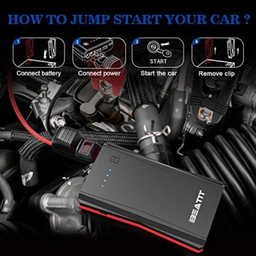 BEATIT B10PLUS QDSP 800Amps 12V Portable Car Lithium Jump Starter (up to 7.2L Gas or 5.5L Diesel Engine) Battery Booster Phone Charger Power Pack with Hard EVA Carry case - 6
