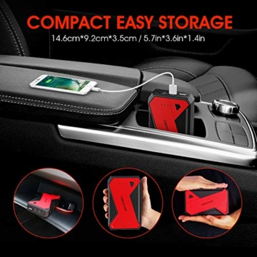 DBPOWER 1000A Portable Car Jump Starter (up to 7.0L Petrol, 5.5L Diesel Engine) Battery Booster and Phone Charger with LED Flashlight - 9