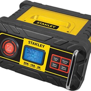 STANLEY BC50BS Fully Automatic 15 Amp 12V Bench Battery Charger/Maintainer with 50A Engine Start, Alternator Check, Cable Clamps - 1