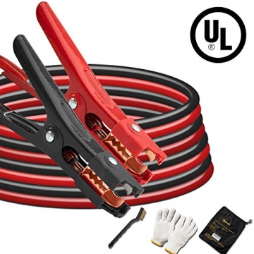 AstroAI Jumper Cables 4 Gauge 20 Ft Heavy Duty UL Listed Emergency Booster Cables Kit for Car and Truck with Carry Bag, Safety Gloves and Iron Brush - 1