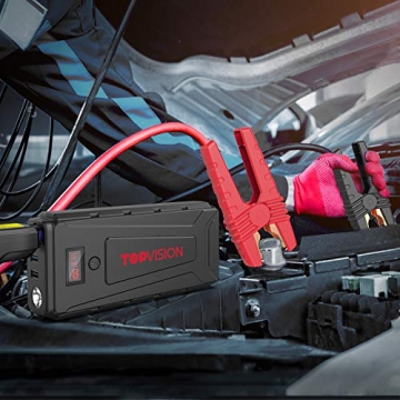 Battery Starter for Car, TOPVISION 2200A Peak 20800mAh Portable Car Power Pack with USB Quick Charge 3.0 (Up to 7.0L Gas or 6.5L Diesel Engine), 12V Portable Auto Battery Booster - 5