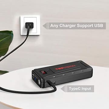Battery Starter for Car, TOPVISION 2200A Peak 20800mAh Portable Car Power Pack with USB Quick Charge 3.0 (Up to 7.0L Gas or 6.5L Diesel Engine), 12V Portable Auto Battery Booster - 6