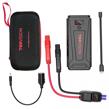 Battery Starter for Car, TOPVISION 2200A Peak 20800mAh Portable Car Power Pack with USB Quick Charge 3.0 (Up to 7.0L Gas or 6.5L Diesel Engine), 12V Portable Auto Battery Booster - 7