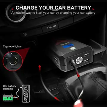 BUTURE Portable Car Jump Starter Kit, 2000A Peak 22000mAh (8L Gas, 8L Diesel Engine) Car Battery Charger - 12V Super Safe Booster Power Pack with EC5 Cigarette Lighter, Safety Hammer - 3